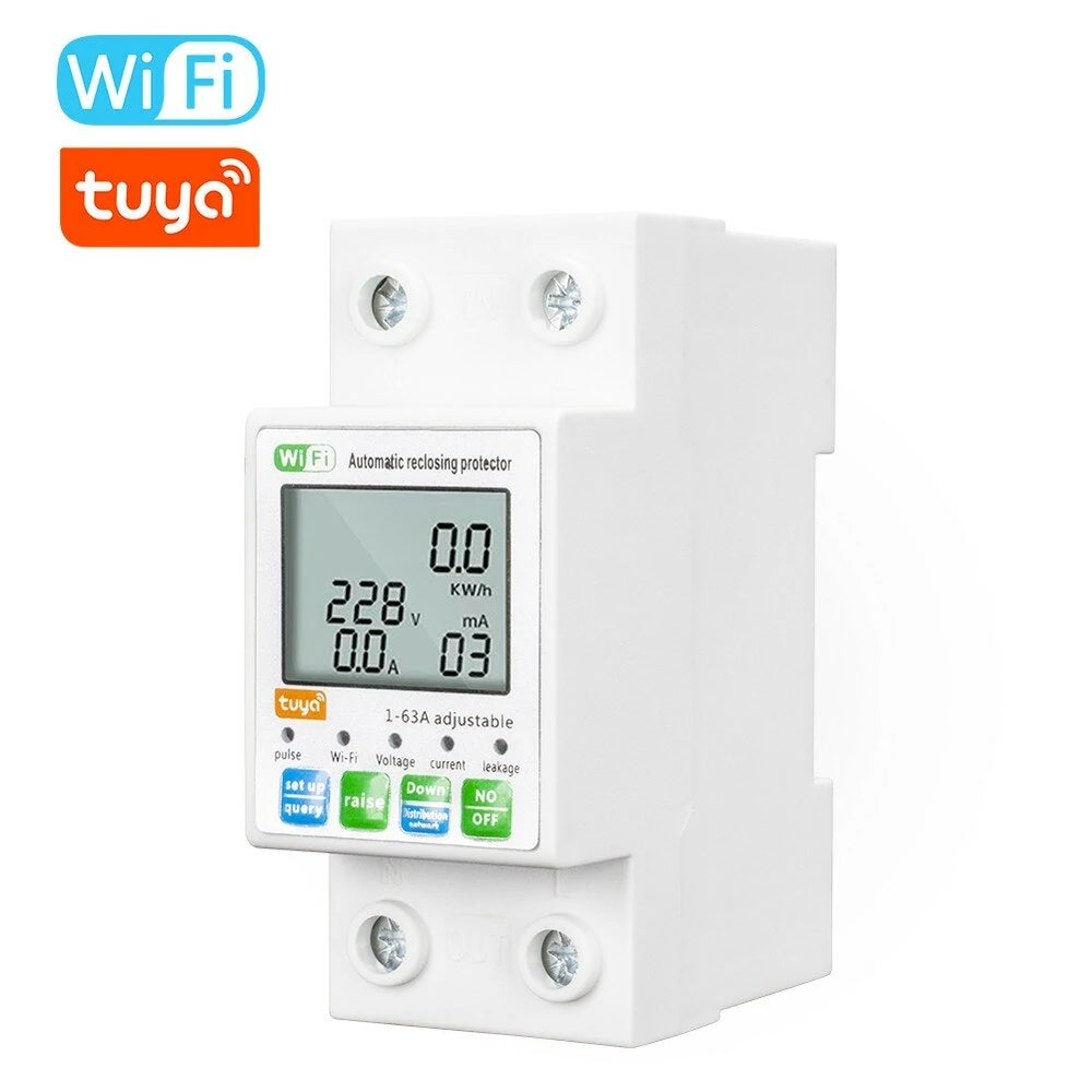 Smart WiFi Reclosing Protector with LCD Display & Mobile App Control - Voltage Monitoring & Power Meter