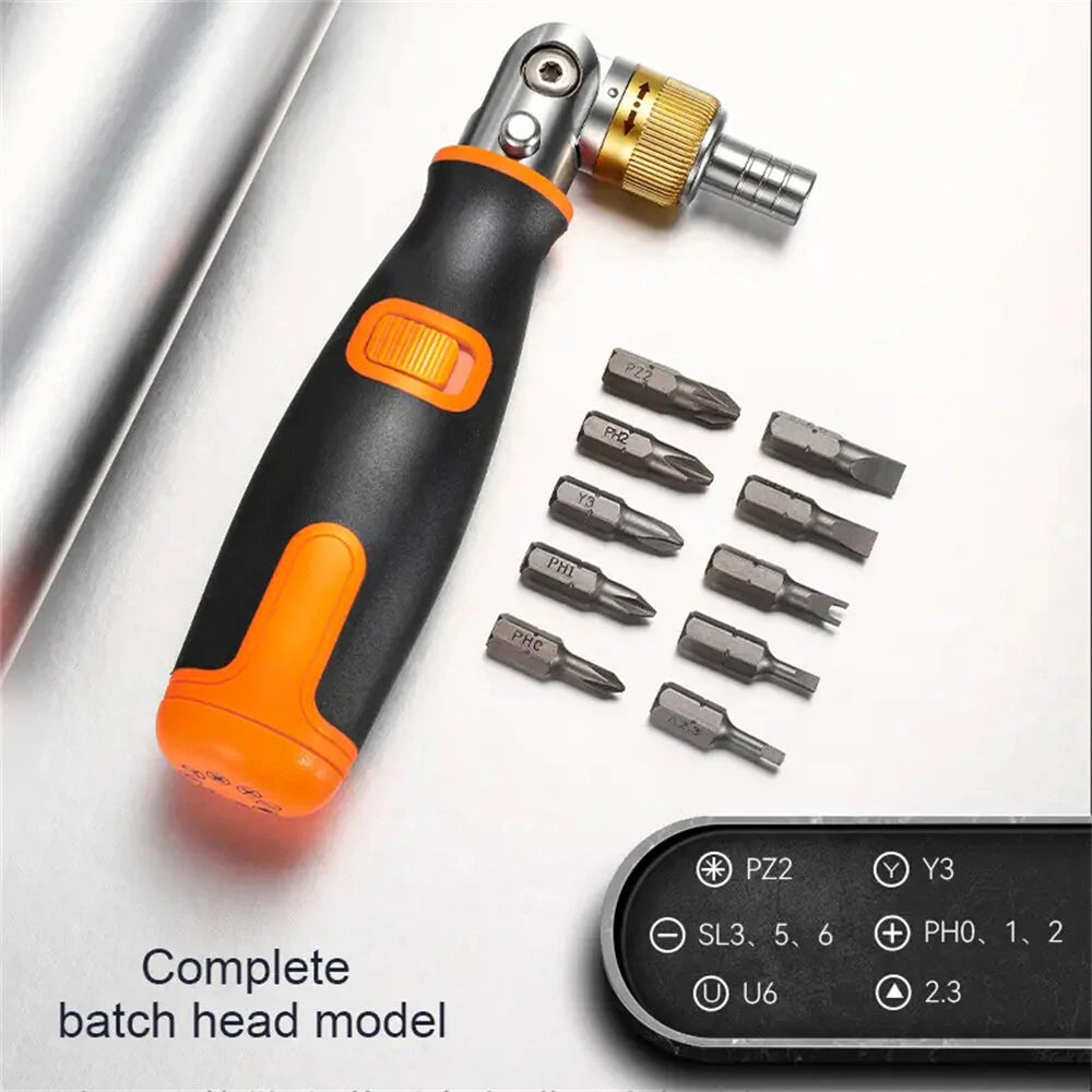 10-in-1 Multi-Angle Ratchet Screwdriver Set with Hidden Bits