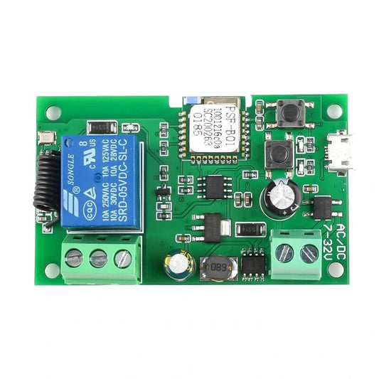 WiFi RF Switch Module, 1-Channel, Self-Locking, DC 5V-32V, APP Remote Control, Alexa & Google Smart Home Compatible
