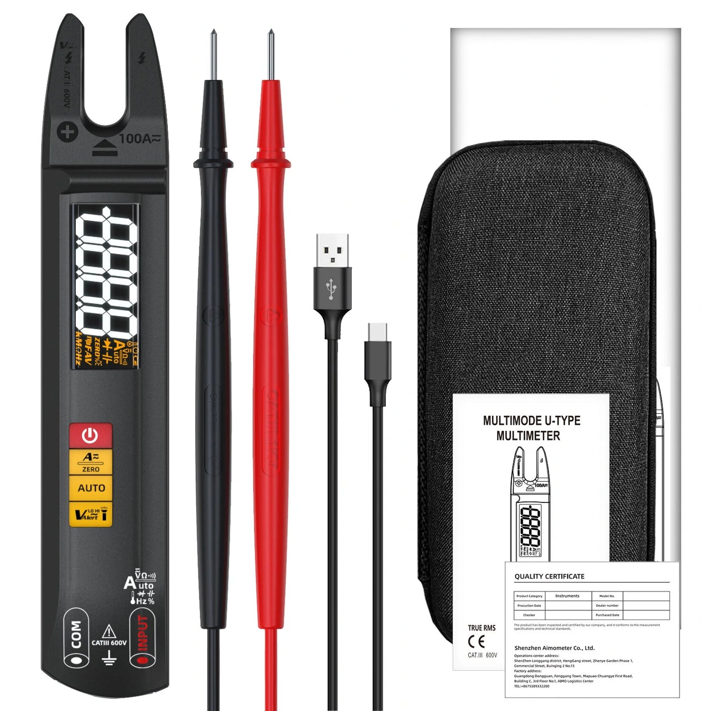 BSIDE U1 Intelligent Multimeter: LED Flashlight, AC/DC Recognition, Reliable Burn Protection, Capacitance Test, V~Alert Live Wire Check - Essential for Electrical Maintenance