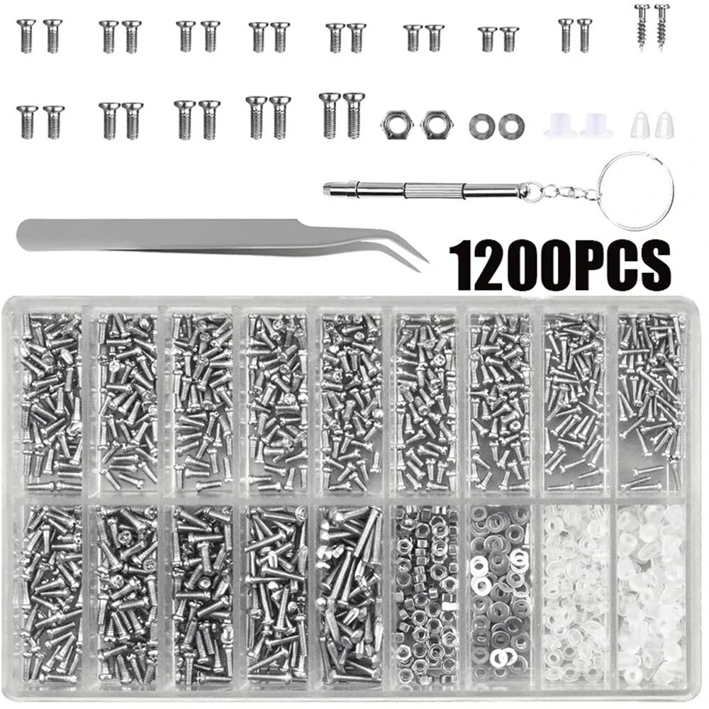 1200PCS Silver Stainless Steel 4-in-1 Micro-Repair Screwdriver Tool Set