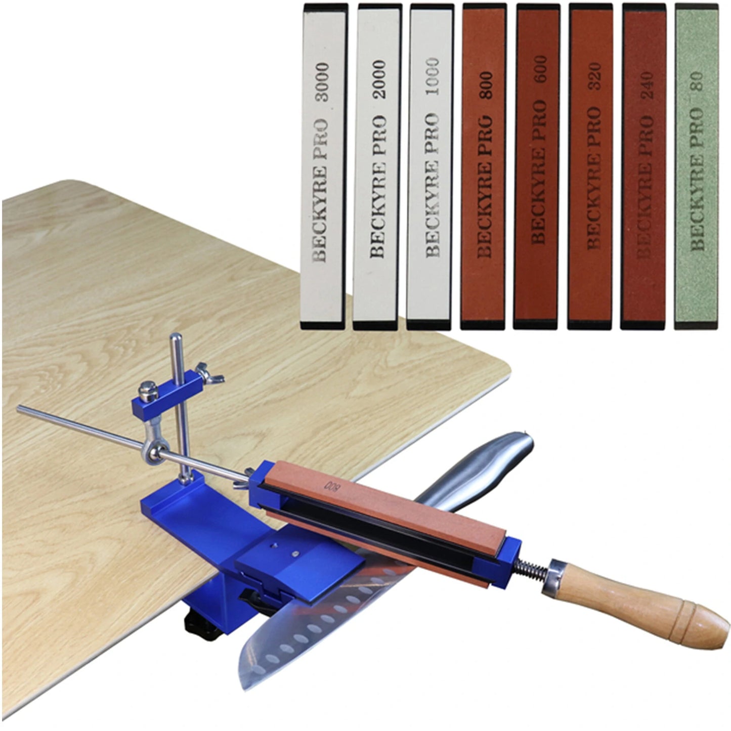 Angle-Adjustable Knife Sharpener System with Whetstones
