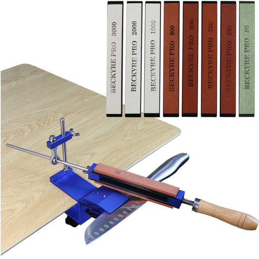 Angle-Adjustable Knife Sharpener System with Whetstones