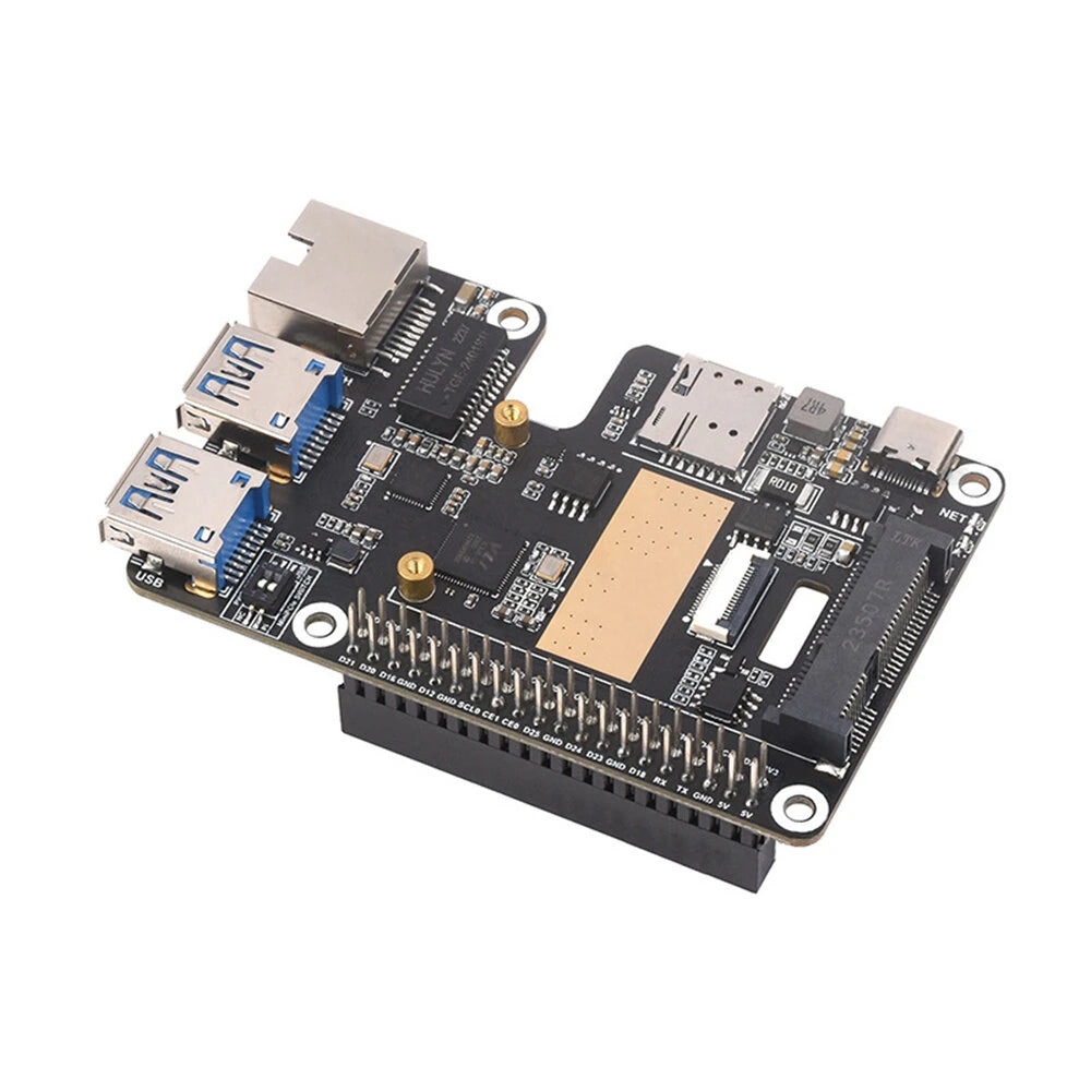 Raspberry Pi 5 MiniPCIe 4G & Gigabit Ethernet Adapter with USB 3.2 Expansion Board