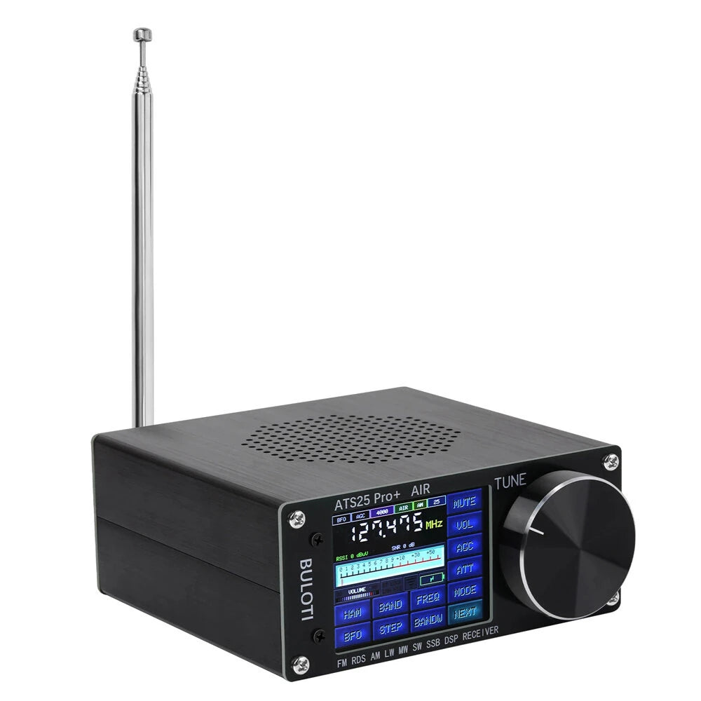 ATS25Pro+ Airband Radio Receiver with Bluetooth, 2.4 Touchscreen, 4000mAh Battery, FM/LW/MW/SW/SSB, 64-108 MHz, RDS, BNC Interface