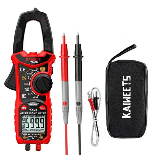 KAIWEETS HT206D Digital Clamp Meter - True RMS 6000 Counts, AC/DC Voltage, Current, Resistance, Capacitance