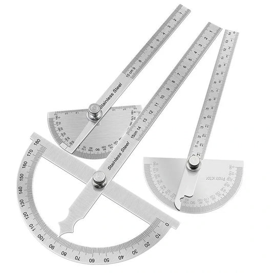 Stainless Steel 180° Protractor Angle Finder Goniometer Woodworking Rotary Measuring Ruler Tools