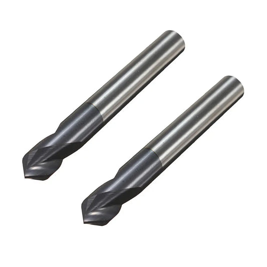 Drillpro 2pcs 6mm 2-Flute 90° Chamfer Mill HRC45 Carbide End Mill Cutter