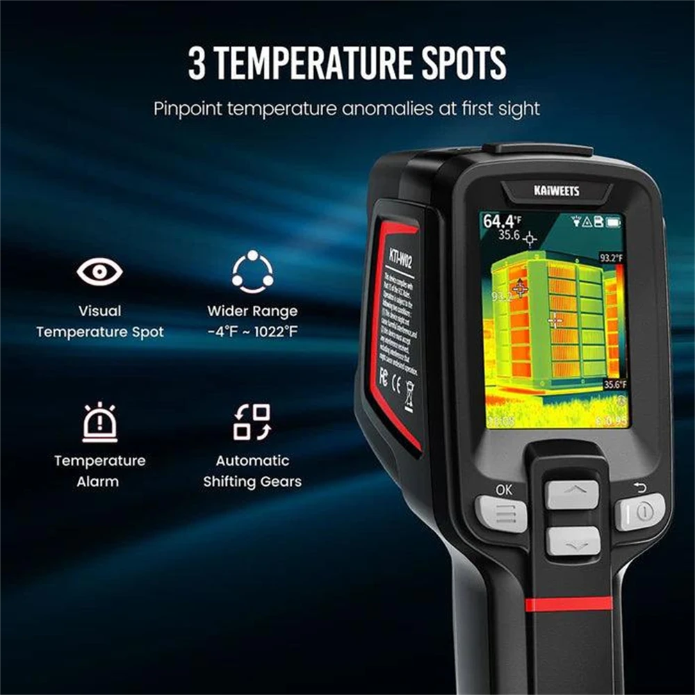 KAIWEETS KTI-W02 Thermal Imaging Camera - 256x192 | IP68 Waterproof | 4 Modes | 6 Color Palettes | 16-Hour Battery | 32GB Memory