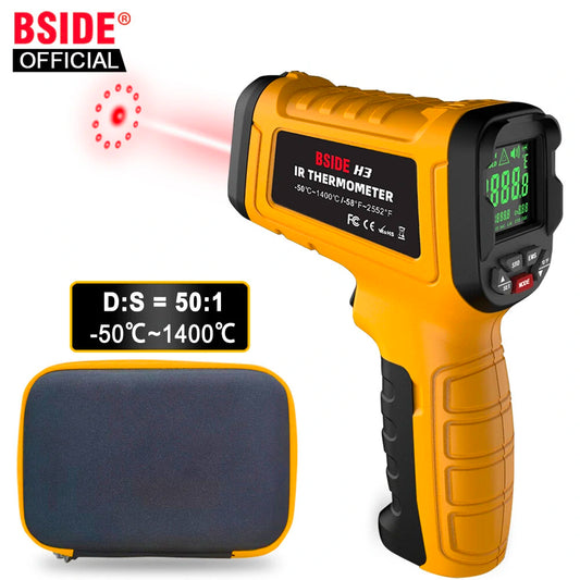 Professional BSIDE Infrared Thermometer 50:1 Digital IR-LCD -50~1400°C Non-contact Laser Pyrometer