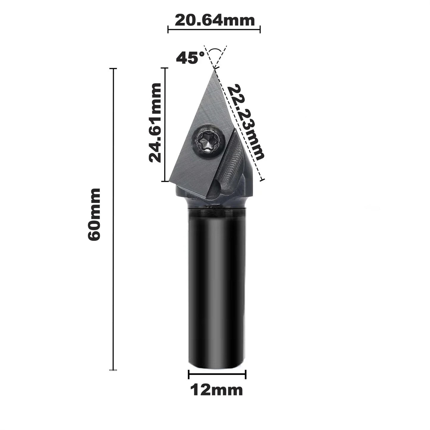 45° V-Groove Carbide Insert CNC Router Bits - 1/2 & 1/4 Inch Shank - Milling Cutter for Woodworking & Engraving