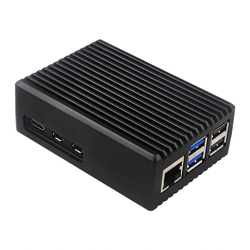 Aluminum Alloy Raspberry Pi 5 Passive Cooling Case with Heat Dissipation Stripes