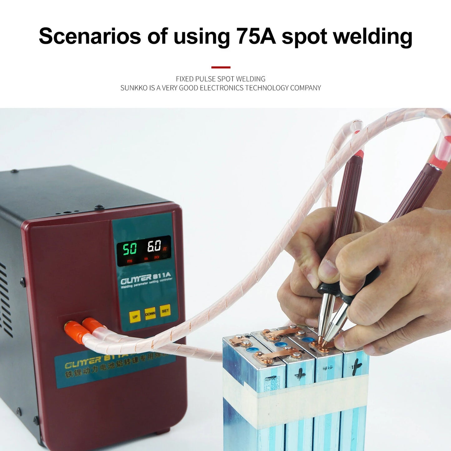 GLITTER 75A Adjustable Spot Welding Pen with 3mmx70mm High-Performance Needles - Versatile Design for Multiple Welding Applications (25²/35²/50² Options)