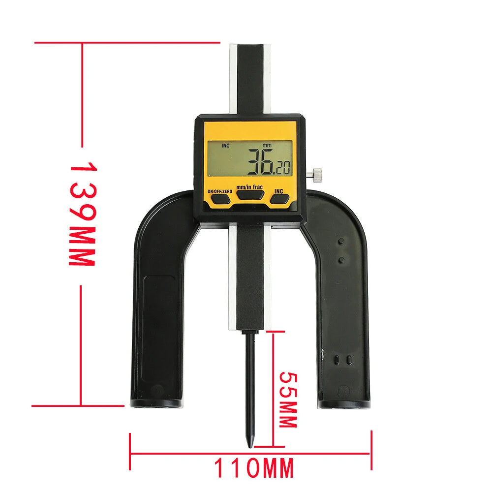 Aluminum Digital Depth Gauge, 0-80MM Range, 0.01MM Precision LCD Display, Multifunction Tool for Woodworking & Electronics