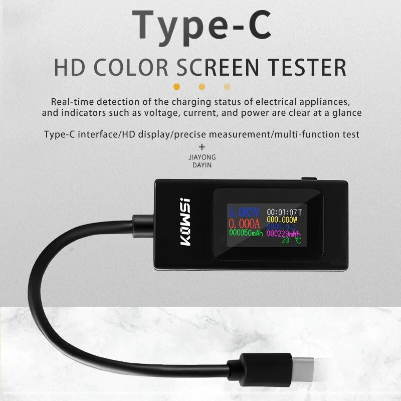 DC Type-C Tester KWS-066C/KWS-065C Voltage 4-30V & Current 0-6.5A | Quick Charge ID & Precise Calibration with Data Storage
