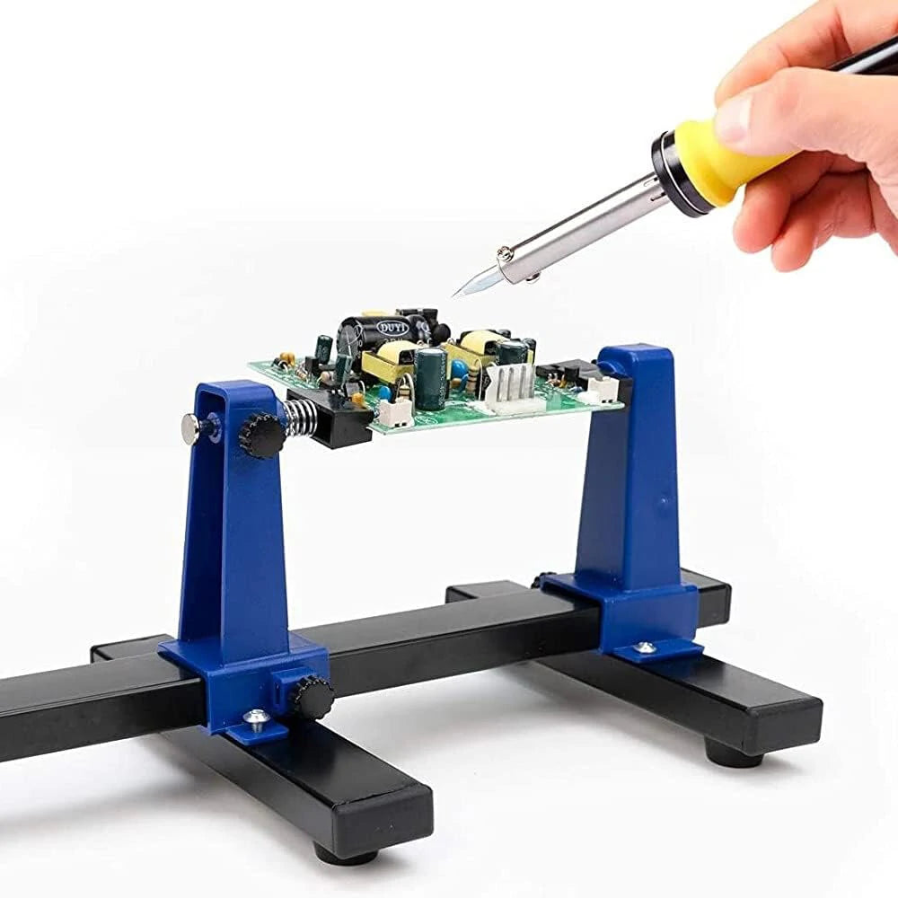 360° Rotating Adjustable PCB Holder - Fireproof Ceramic & Metal, Max 20cm Width for Circuit Board Soldering