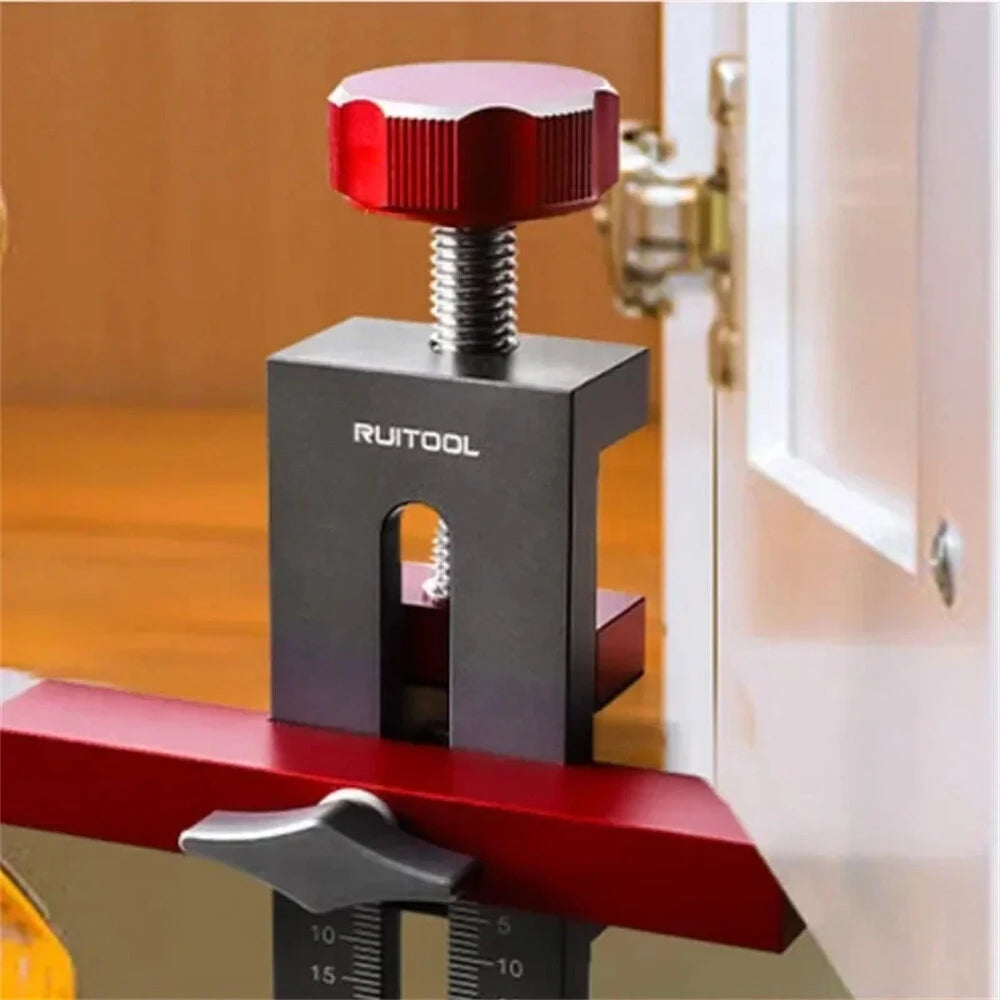RUITOOL Aluminum Cabinet Door Mounting Jig - Adjustable Hardware Positioner for Framed & Frameless Cabinets (0-40mm)