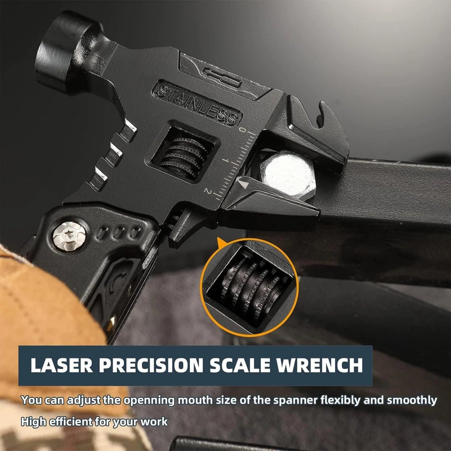 14-in-1 Multitool Hammer with Adjustable Wrench, Pliers, Saw & Opener - Ideal for Outdoorsmen, Hikers & Dads