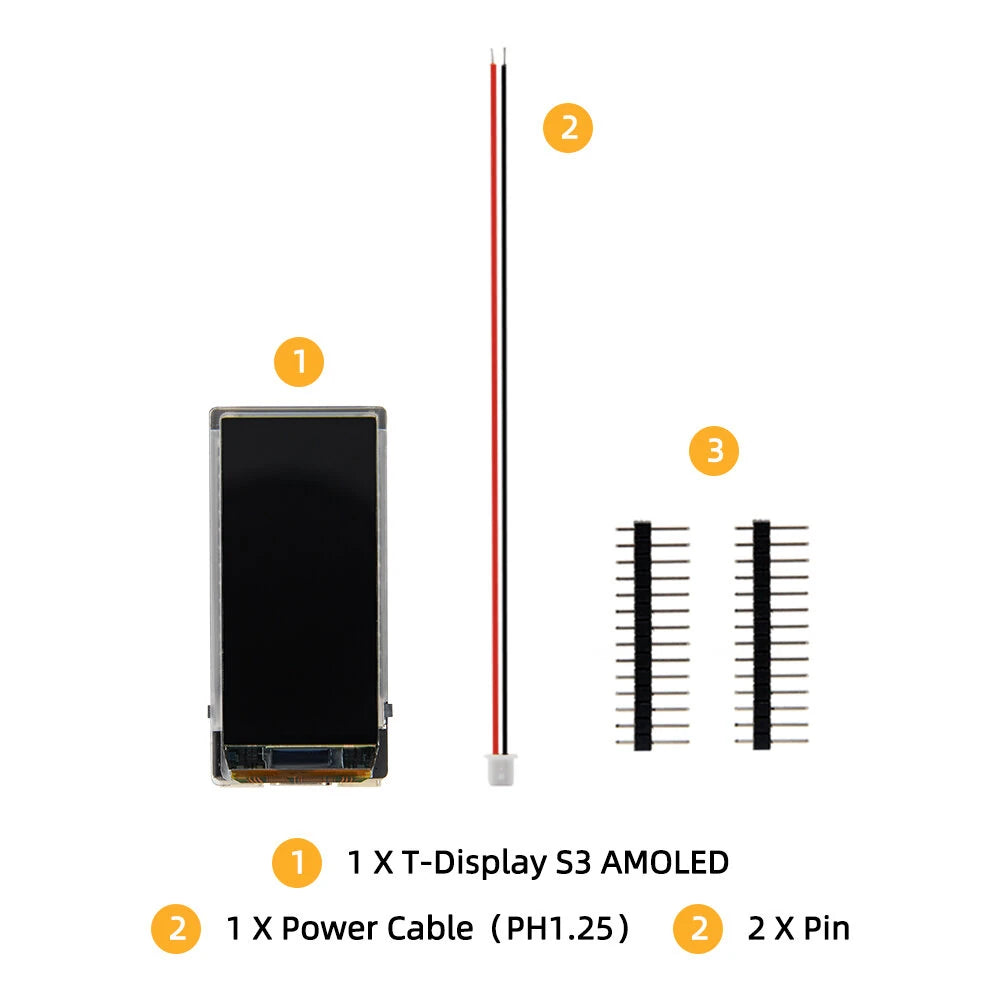 LILYGO® T-Display-S3 ESP32-S3 1.91 AMOLED Dev Board | WiFi Bluetooth 5.0 Module