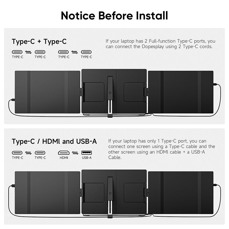 14.1" Portable Dual-Screen Laptop Monitor, 2K Resolution, Plug-and-Play Design