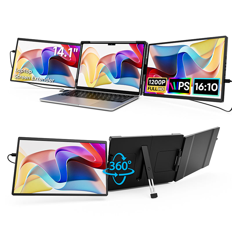 14.1" Portable Dual-Screen Laptop Monitor, 2K Resolution, Plug-and-Play Design