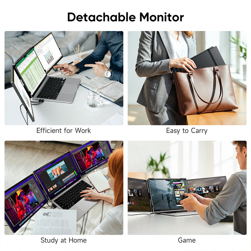 14.1" Portable Dual-Screen Laptop Monitor, 2K Resolution, Plug-and-Play Design