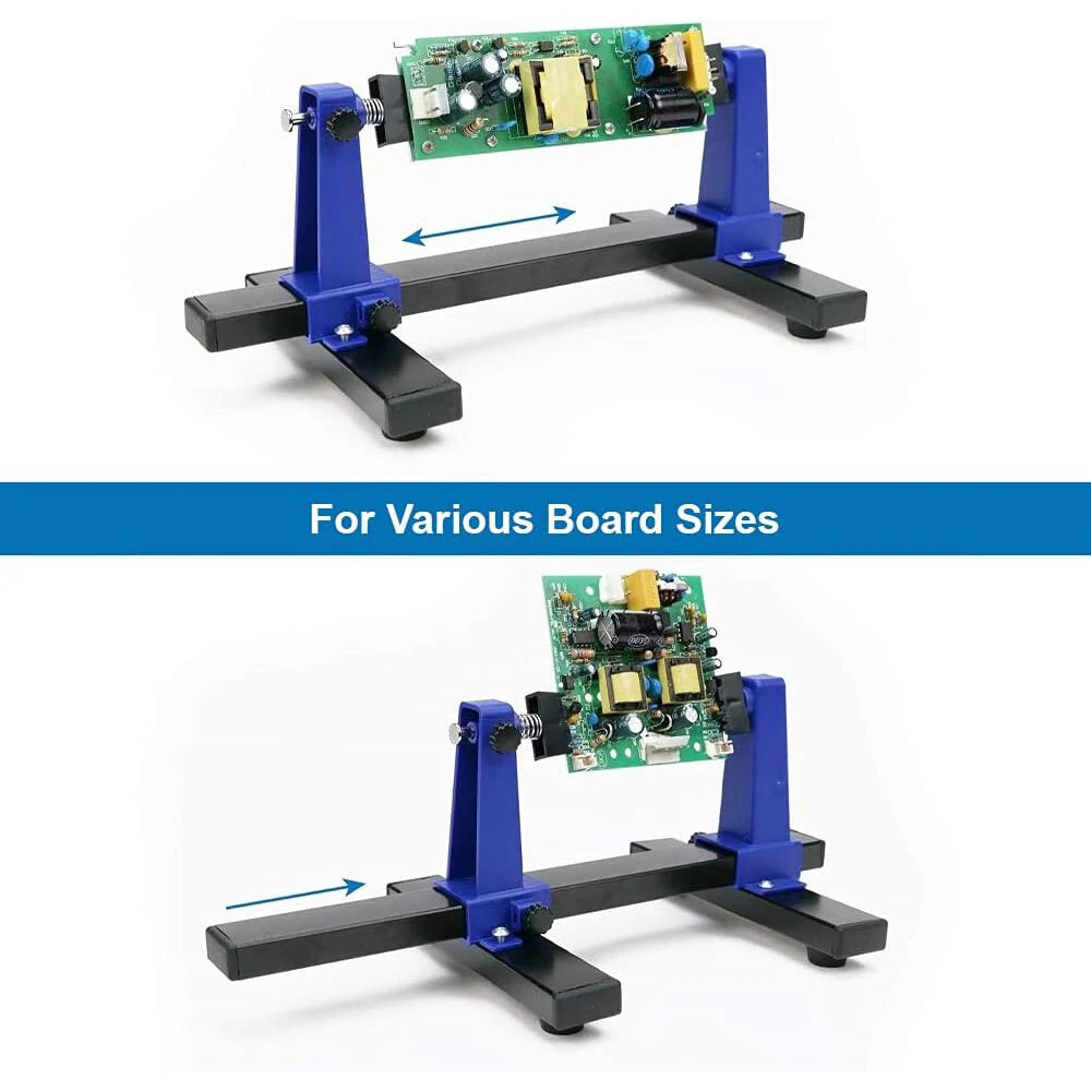 360° Rotating Adjustable PCB Holder - Fireproof Ceramic & Metal, Max 20cm Width for Circuit Board Soldering