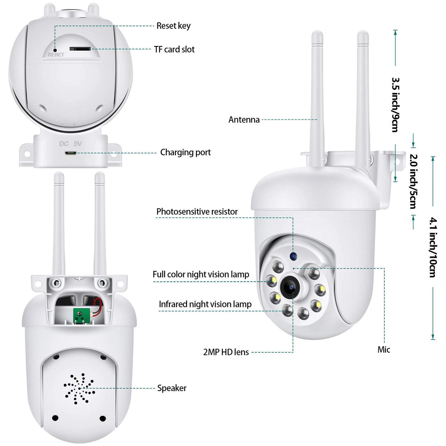 WIFI PTZ 1080P HD 2MP Camera: 360° Panoramic Surveillance with Two-Way Audio