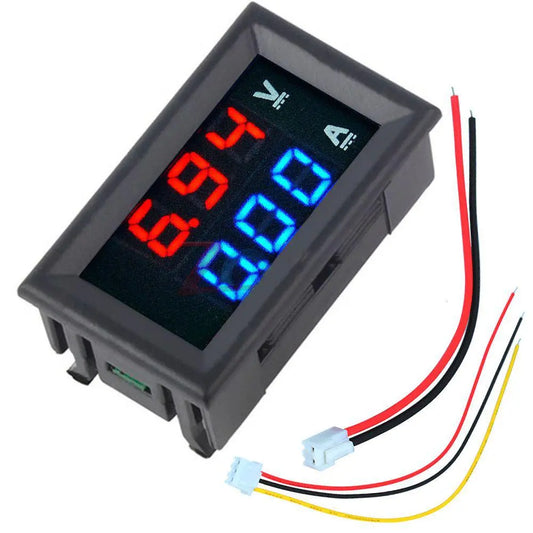 10pcs Mini Digital Voltmeter Ammeter DC 100V 10A Dual LED Display Blue+Red
