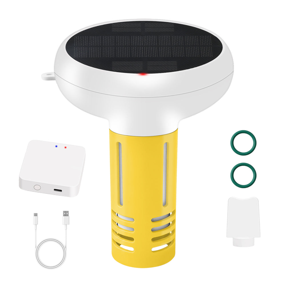 Solar-Powered Tuya Zigbee Pool Water Quality Tester – 7-in-1 Smart Floating Monitor (pH / Chlorine / ORP / Salinity / EC / TDS / Temperature)