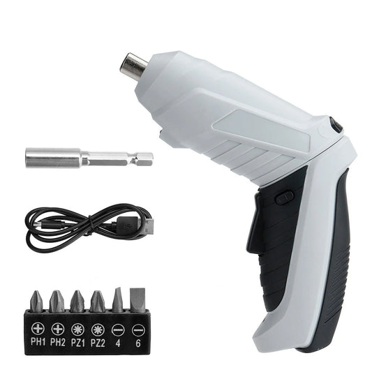 Drillpro 3.6V Electric Screwdriver, 3.5N.M, 1.5AH, 200rpm, 90° Rotating Handle, Includes 6 Bits