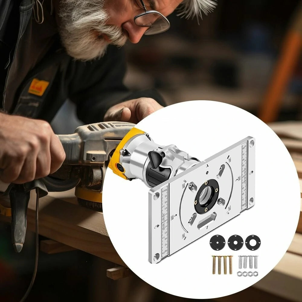 Aluminum Alloy Router Table Insert Plate for Trim Routers with Accessories – Woodworking and Milling Tools