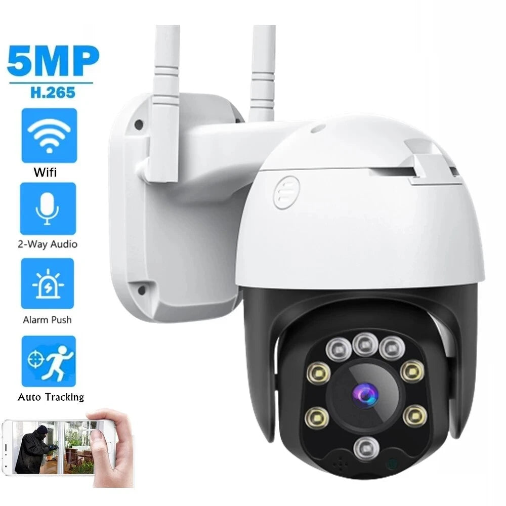 SD05W 5MP HD PTZ IP Camera, 5x Zoom, Night Vision, Human Detection, Waterproof, H.265+, Outdoor Speed Dome CCTV