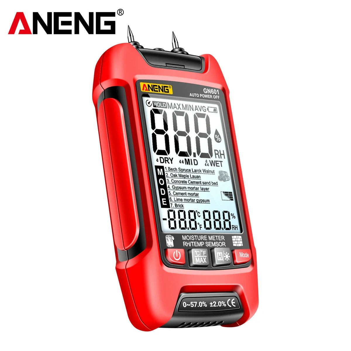 ANENG GN601 High-Precision Moisture Meter - Fast Water Content Testing for Wood, Paper, Grain & More (Battery-Free)