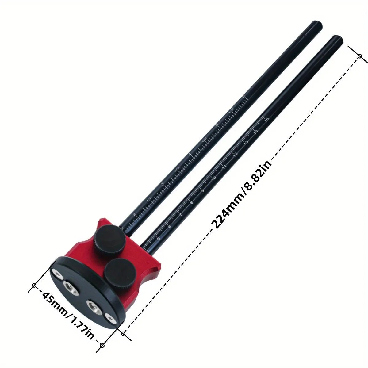 Aluminum Double Head Wheel Marking Gauge - Woodworking Scriber with Inch/MM Scales