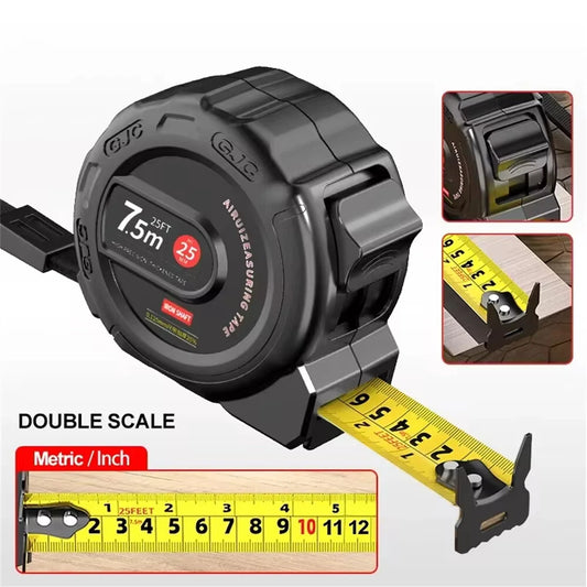 High Precision Stainless Steel Tape Measure - Retractable, Lockable, Nylon Coated, Waterproof, Wear-Resistant - Sizes 3M, 5M, 7.5M