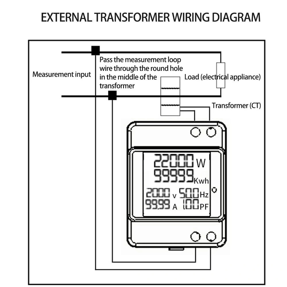 ET32-669 Professional Electrical Meter: High Precision, Full-View LCD, Measures Voltage, Current, Power, Frequency, Power Factor, 22KW Support, Heat Resistant