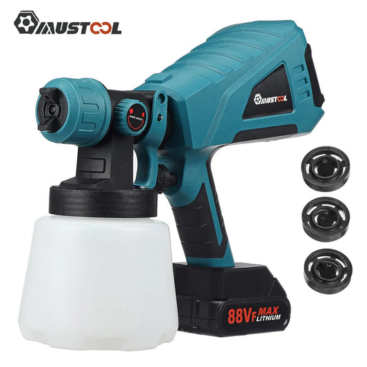 MUSTOOL 1000W 1000ML Paint Sprayer, 1200ml/min, EU/US Plug, 3 Nozzles, Brushed Motor