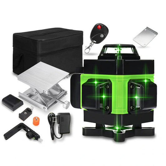 360° 16-Line Cross Green Laser Level Self-Leveling LED Display Tool