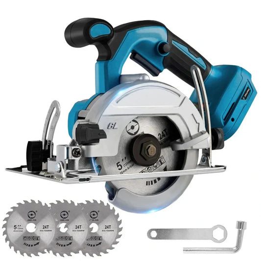 Drillpro 5 Brushless Electric Circular Saw, 10800RPM, Adjustable Bevel, 3 Blades, Woodworking Power Tool