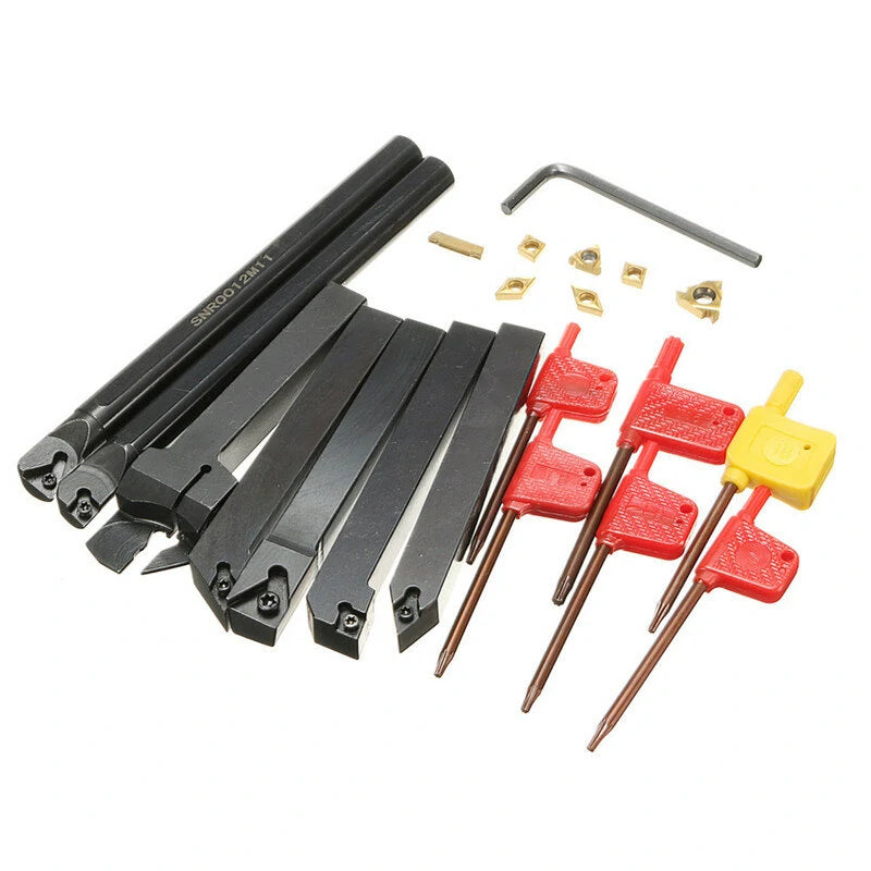 7pcs Lathe Boring Bar Set with 12mm Shank & Carbide Inserts