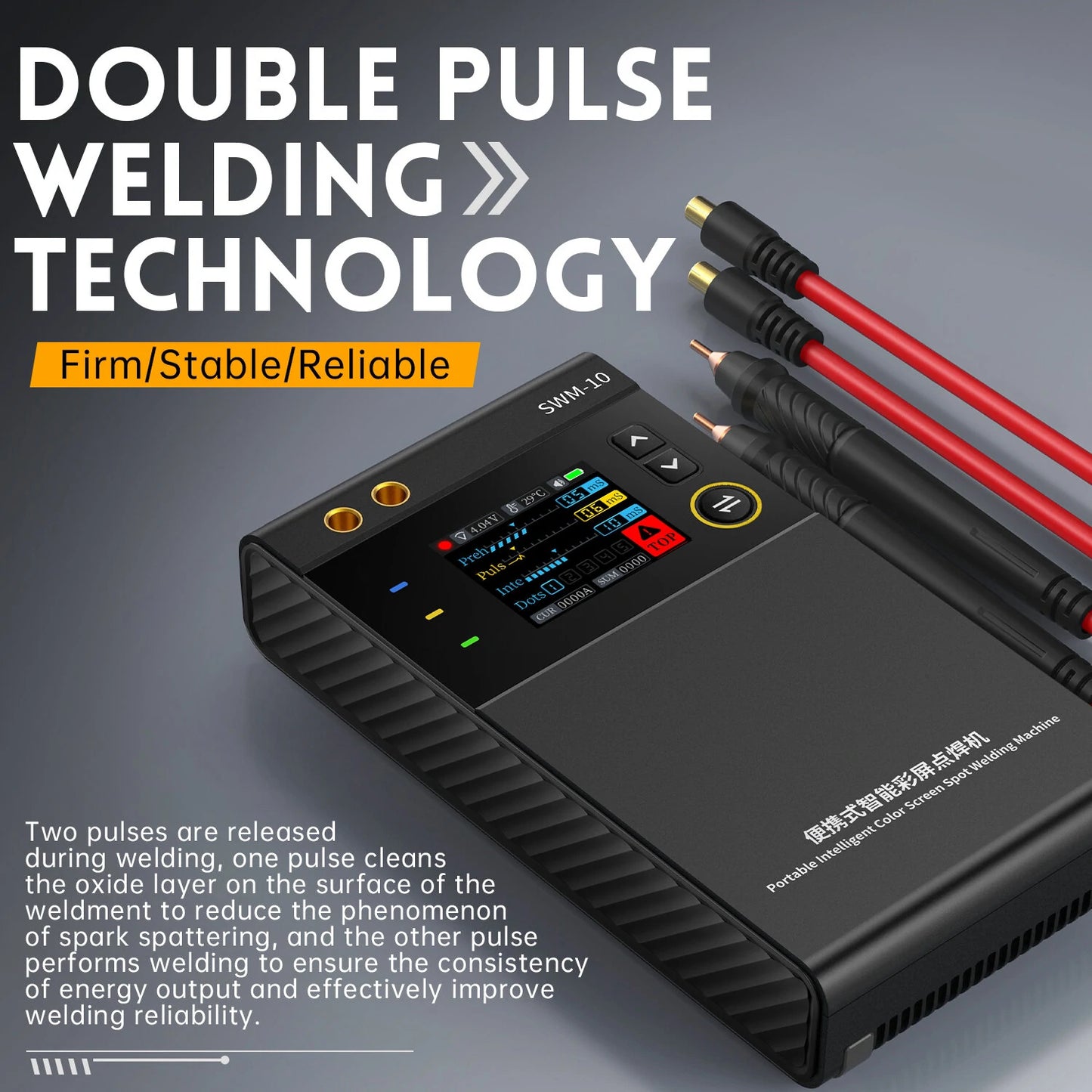FNIRSI SWM-10 Mini Spot Welder, 4 Gears Adjustable, Double Pulse Welding Machine for 18650 Battery Pack with Built-in 5000mAh Battery