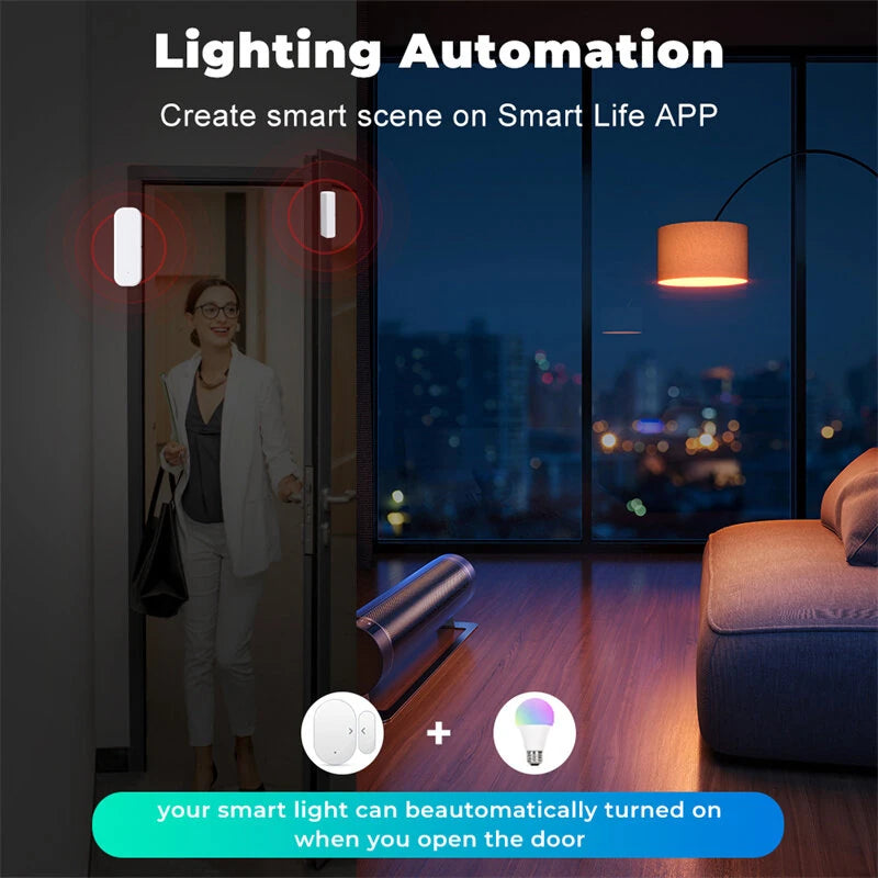 Smart WiFi Door/Window Alarm Sensor, Bluetooth Enabled, App Alerts, Compatible with Alexa & Google Home