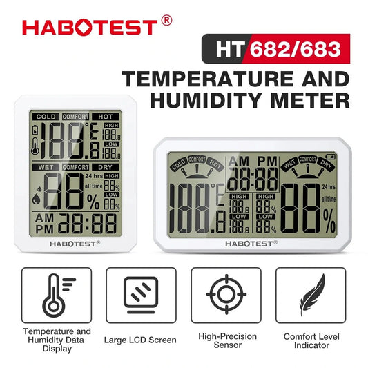 HABOTEST HT682/HT683 Digital Hygrometer & Thermometer Weather Station with Stand Base for Living Room Temperature & Humidity