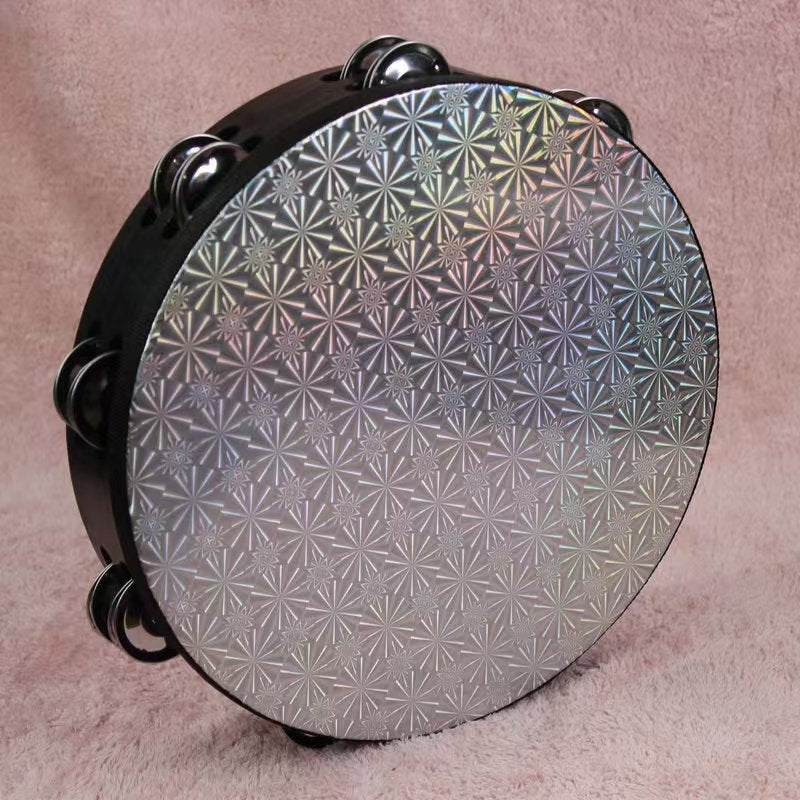 8-Inch & 10-Inch Wooden Radiant Tambourines with Double Row Jingles & Reflective Drum Heads