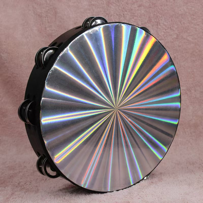 8-Inch & 10-Inch Wooden Radiant Tambourines with Double Row Jingles & Reflective Drum Heads