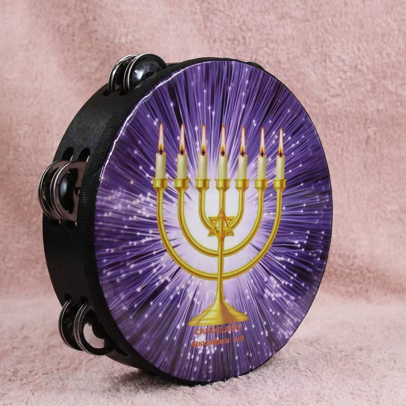 8-Inch & 10-Inch Wooden Radiant Tambourines with Double Row Jingles & Reflective Drum Heads