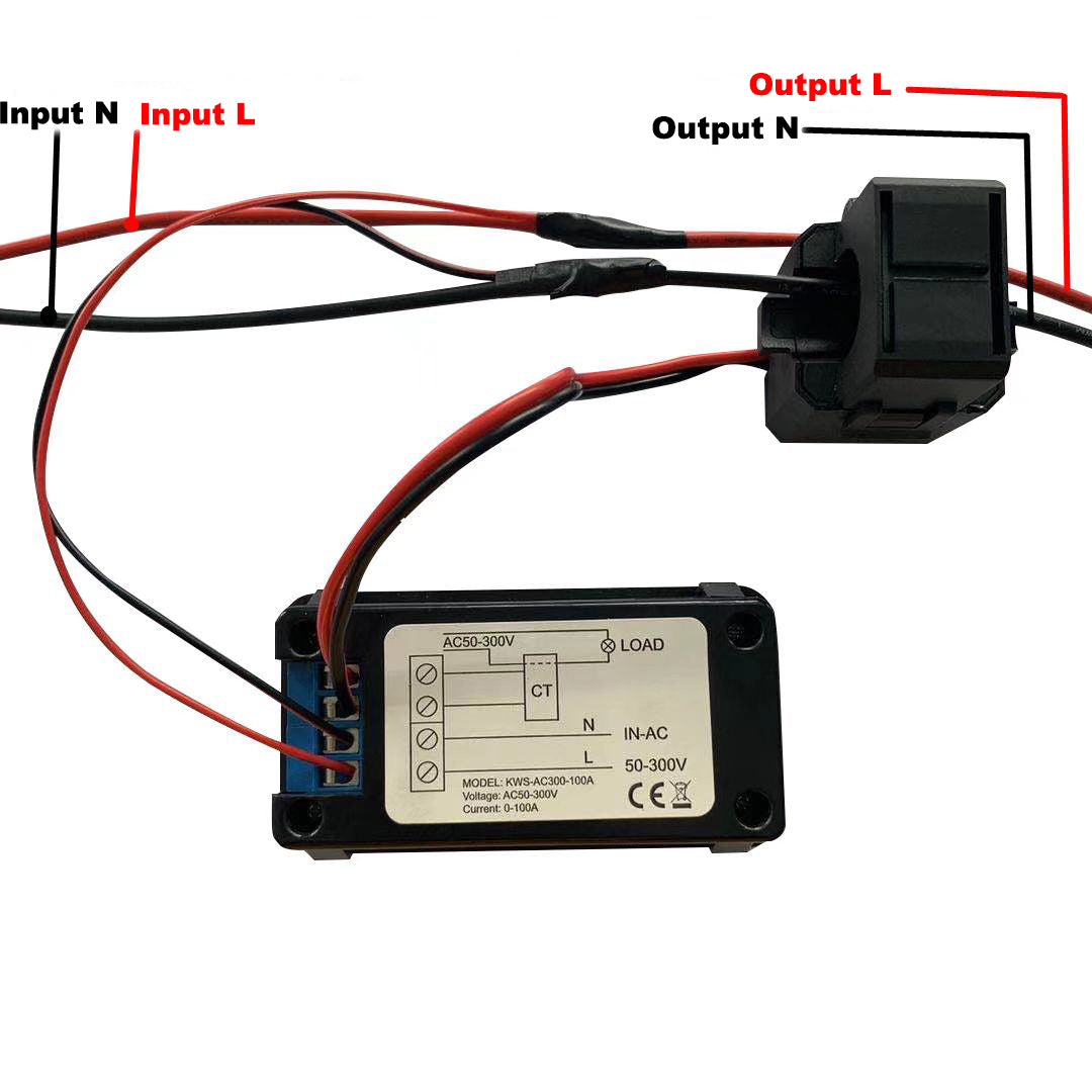 KEWEISI Digital Electricity Meter Voltmeter Ammeter with CT, 50-300V 20A/100A Power Current Voltage Temperature Measurement