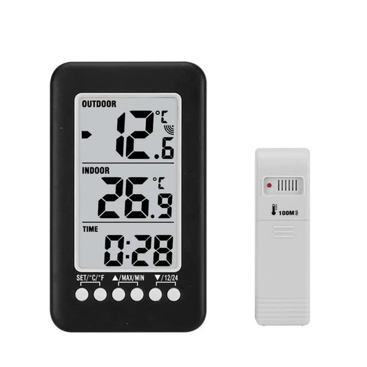 Digital Dual Sensor Indoor Outdoor Thermometer with LCD Display, Trend Indicators, and Max/Min Temperature Alerts - Wall Mount or Table, 10-Second Update Rate, 433 MHz