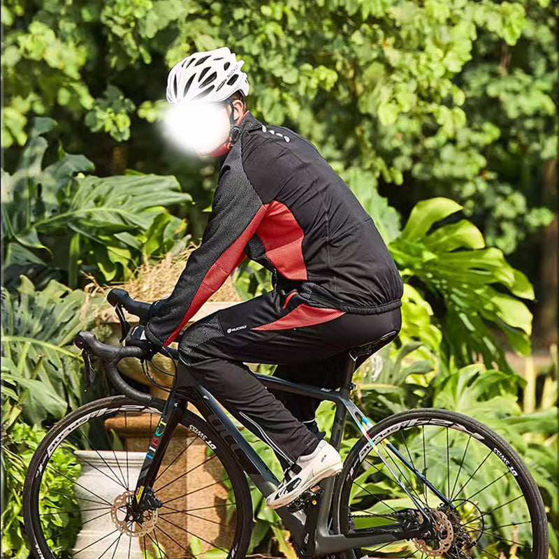Mens Winter Windproof Cycling Clothing Set - Long Sleeve Jersey & Pants for Outdoor Sports